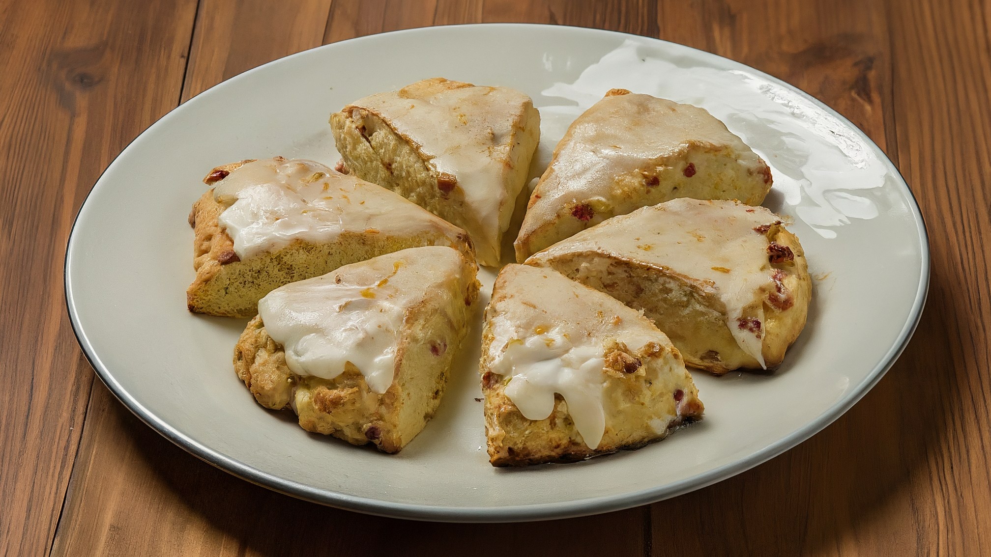 Cranberry Orange Scones with Vanilla Glaze