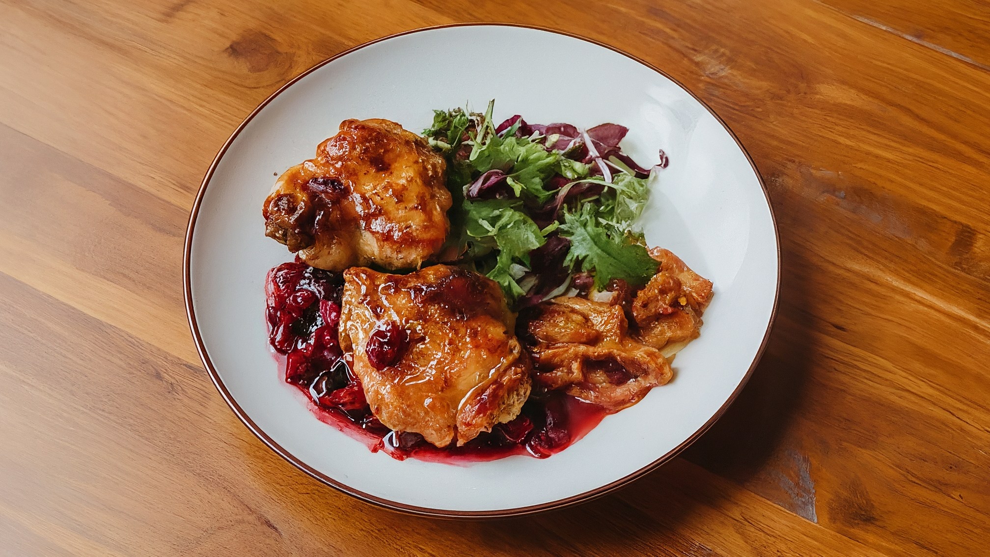 Cranberry-Balsamic Glazed Chicken Thighs