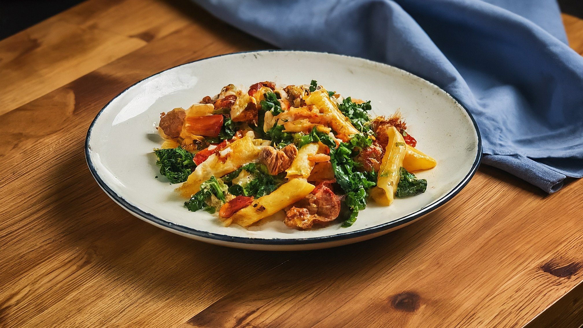 One-Pot Spicy Sausage and Kale Pasta