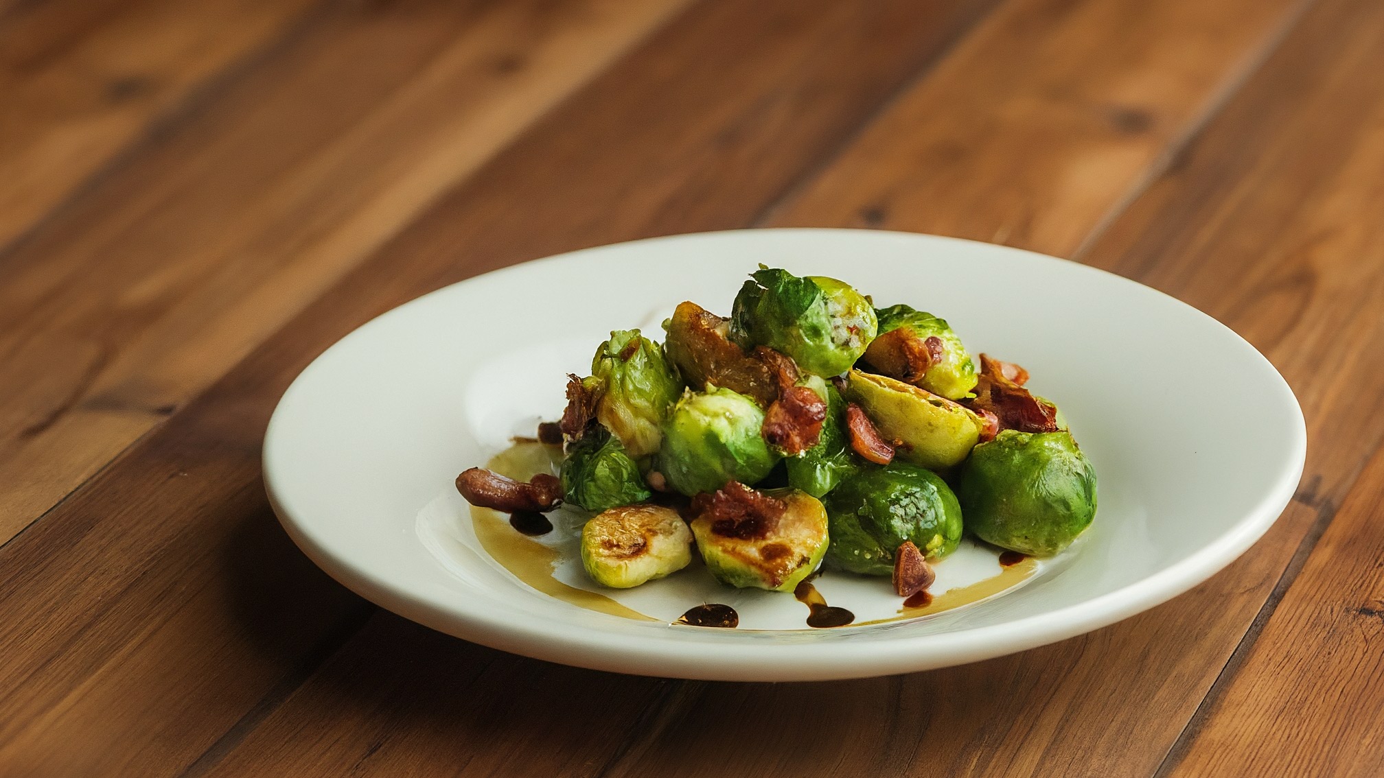 Roasted Brussels Sprouts with Bacon and Maple-Balsamic Glaze