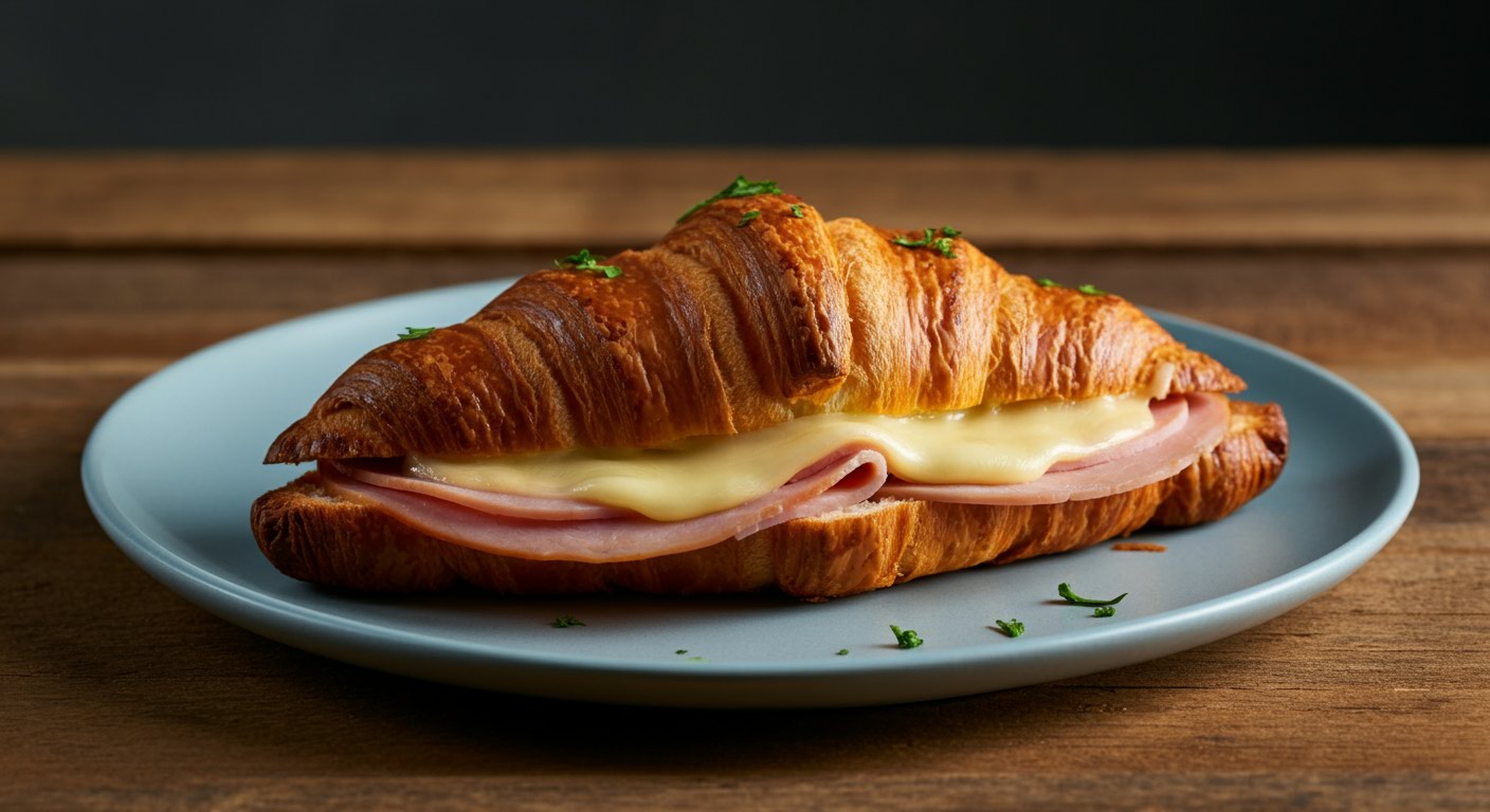 Air Fryer Ham and Cheese Croissant Sandwiches